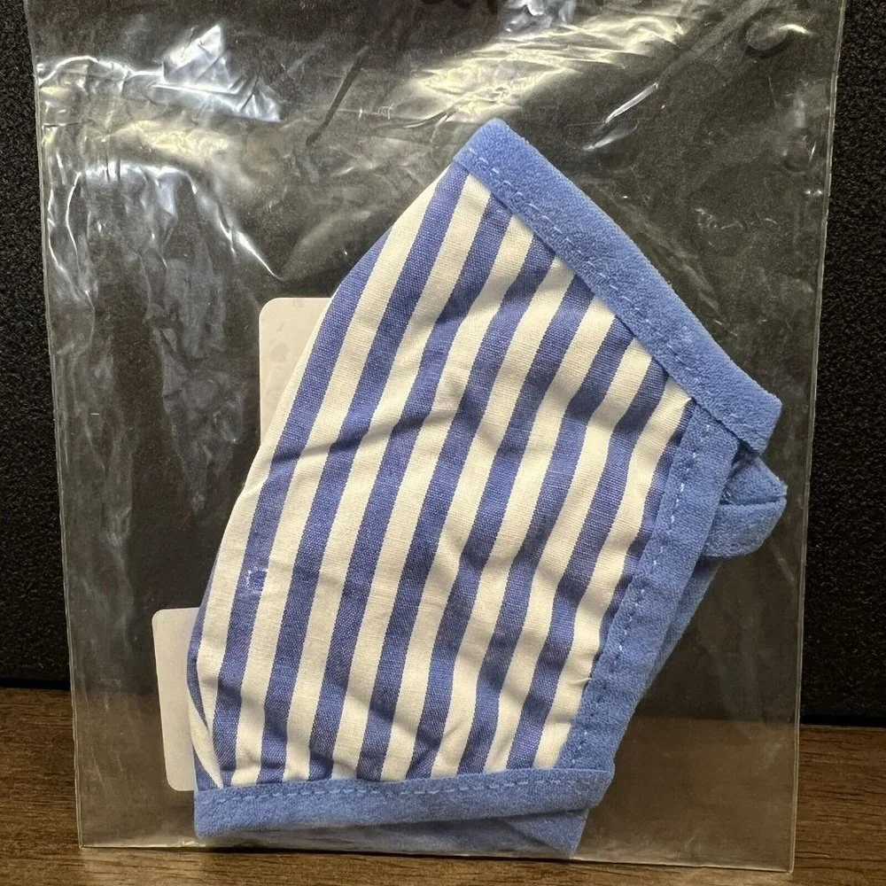 Tuckernuck Children's Civilian Face Mask Blue Striped Fabric Facial Covering NEW